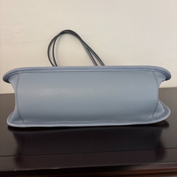 Michael Kors Heidi Large Ivory Light Blue Stripe Canvas Tote - Picture 8 of 13